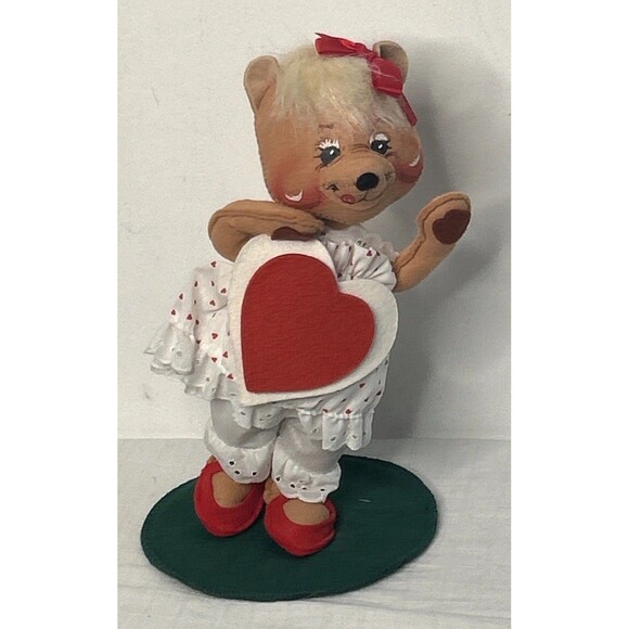 VTG 1996 Annalee 11" Baby Cakes Valentine Bear Doll Holding Heart - 035596 Rare - Picture 1 of 4